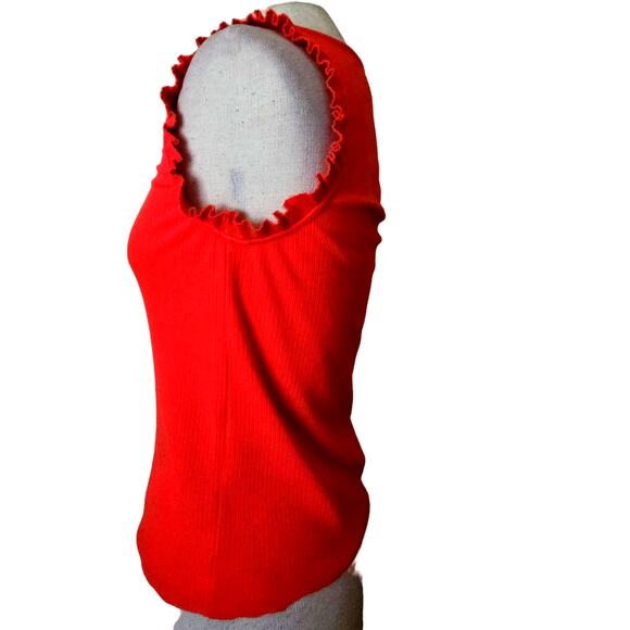 J Crew Red Ruffle Sleeveless Knit Top Size XS - Picture 4 of 4